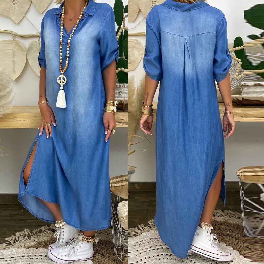 Lea - Lange Denim Relaxjurk