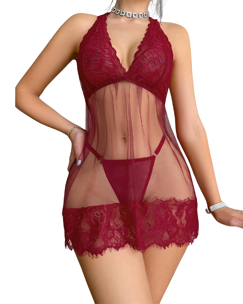 Amy™ | Kanten Babydoll Jurk met Bandeau en String