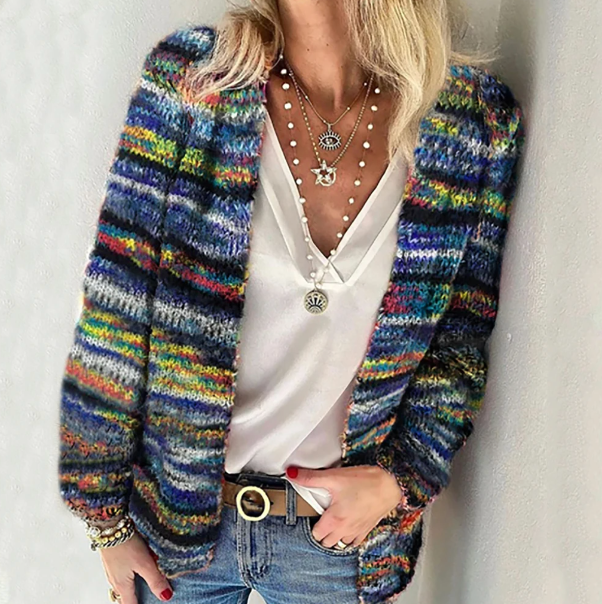 Cleo - Elegante Meerkleurige Cardigan