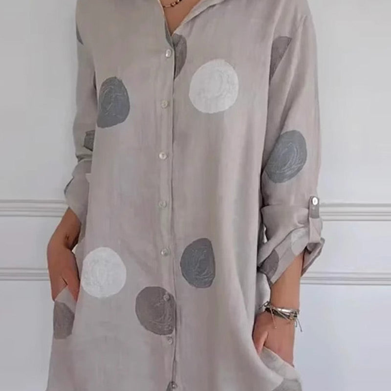Melina - Elegante Overhemdjurk met Print