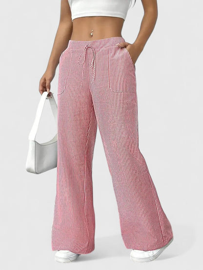 Nicole™ | Gestreept broek met wijde pijpen