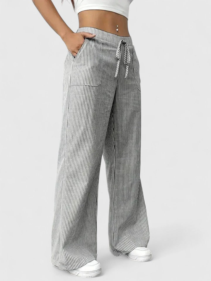 Nicole™ | Gestreept broek met wijde pijpen