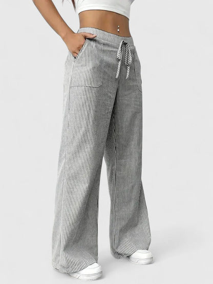 Nicole™ | Gestreept broek met wijde pijpen