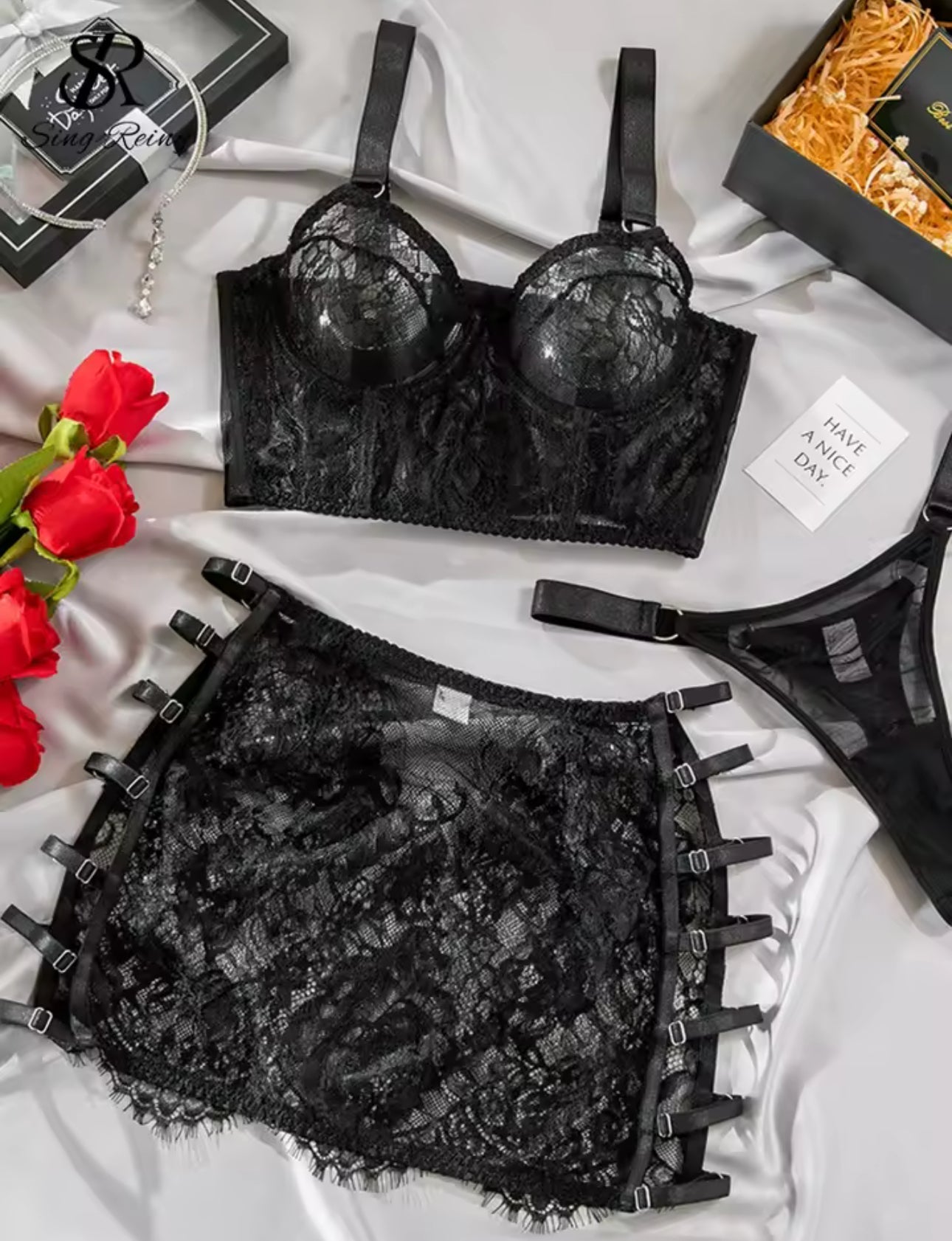 Amber™ | Ensemble Lingerie Rouge Désir