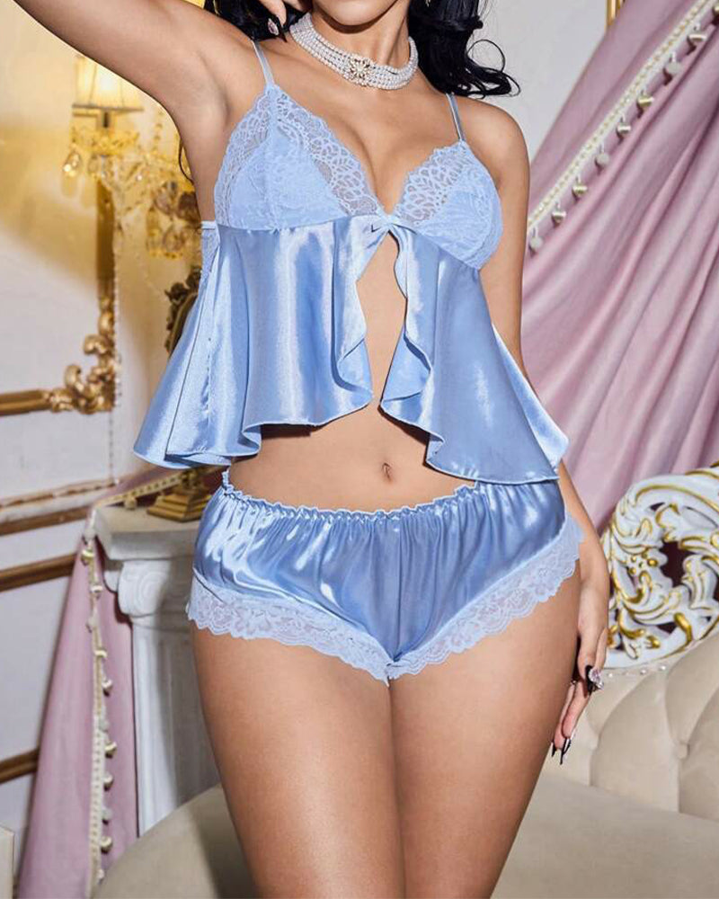 Elif™ | Luxe Damespyjama met Kant en Ruches