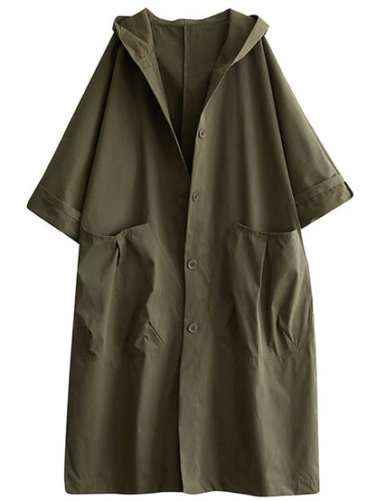 Bénédicte | Manteau long en mélange de coton avec capuche