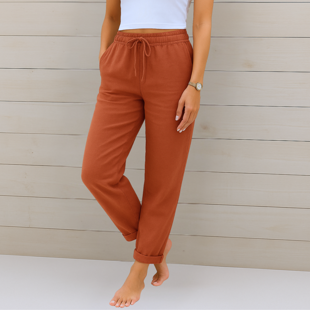 Maja - Pantalons Stretch en Lin Respirant Premium