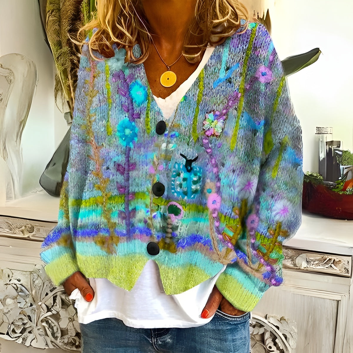 Emma - Cardigan Floral Bohème
