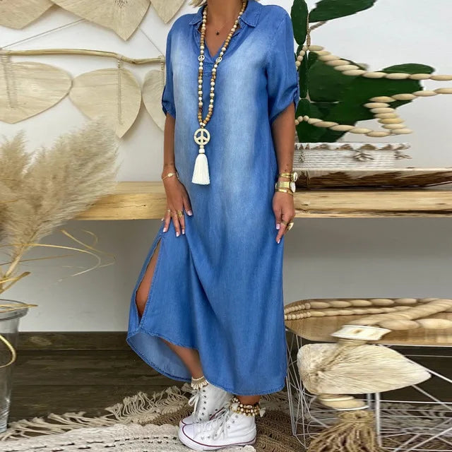 Lea - Lange Denim Relaxjurk