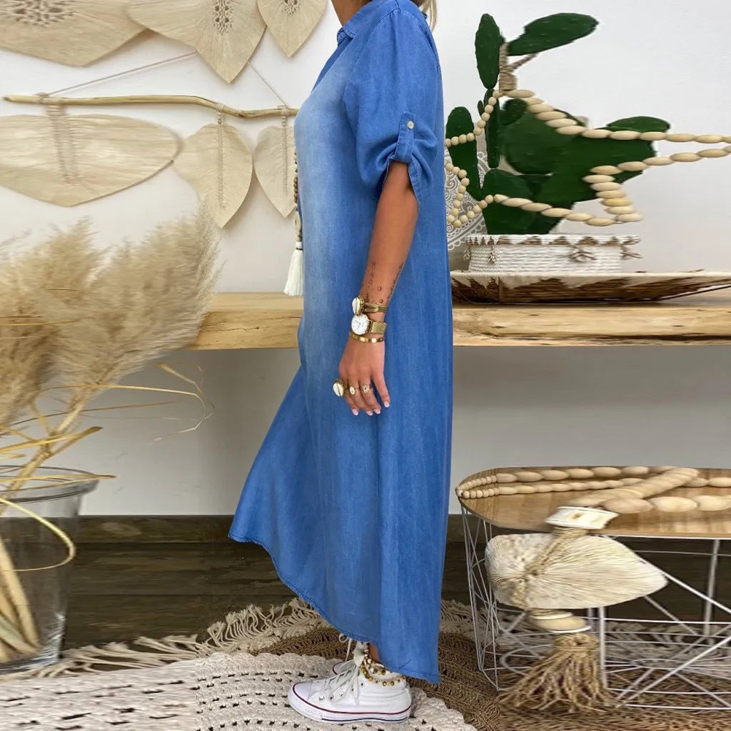 Lea - Lange Denim Relaxjurk