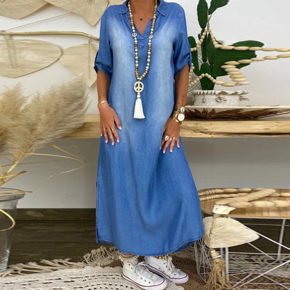 Lea - Lange Denim Relaxjurk