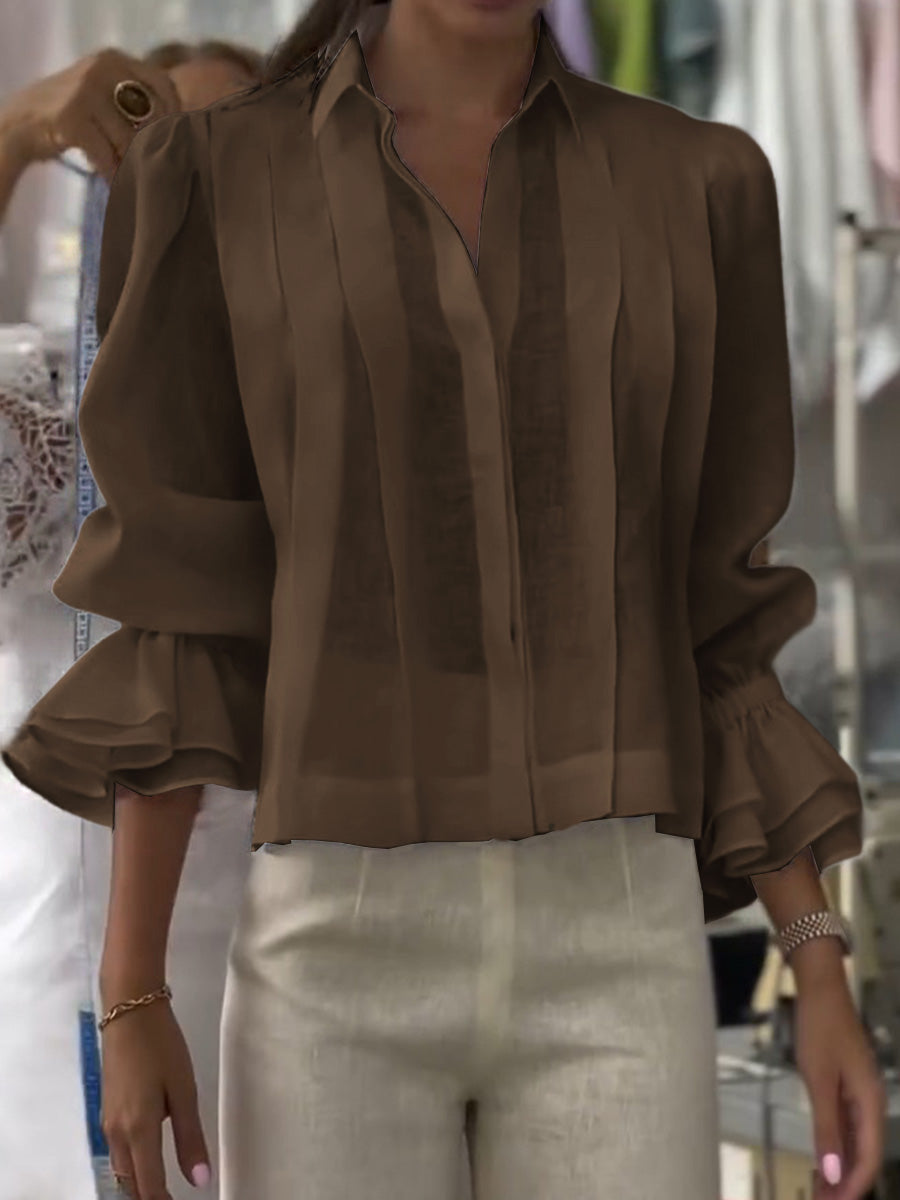 Madeleine | Ruime katoenen blouse met volantsmouwen