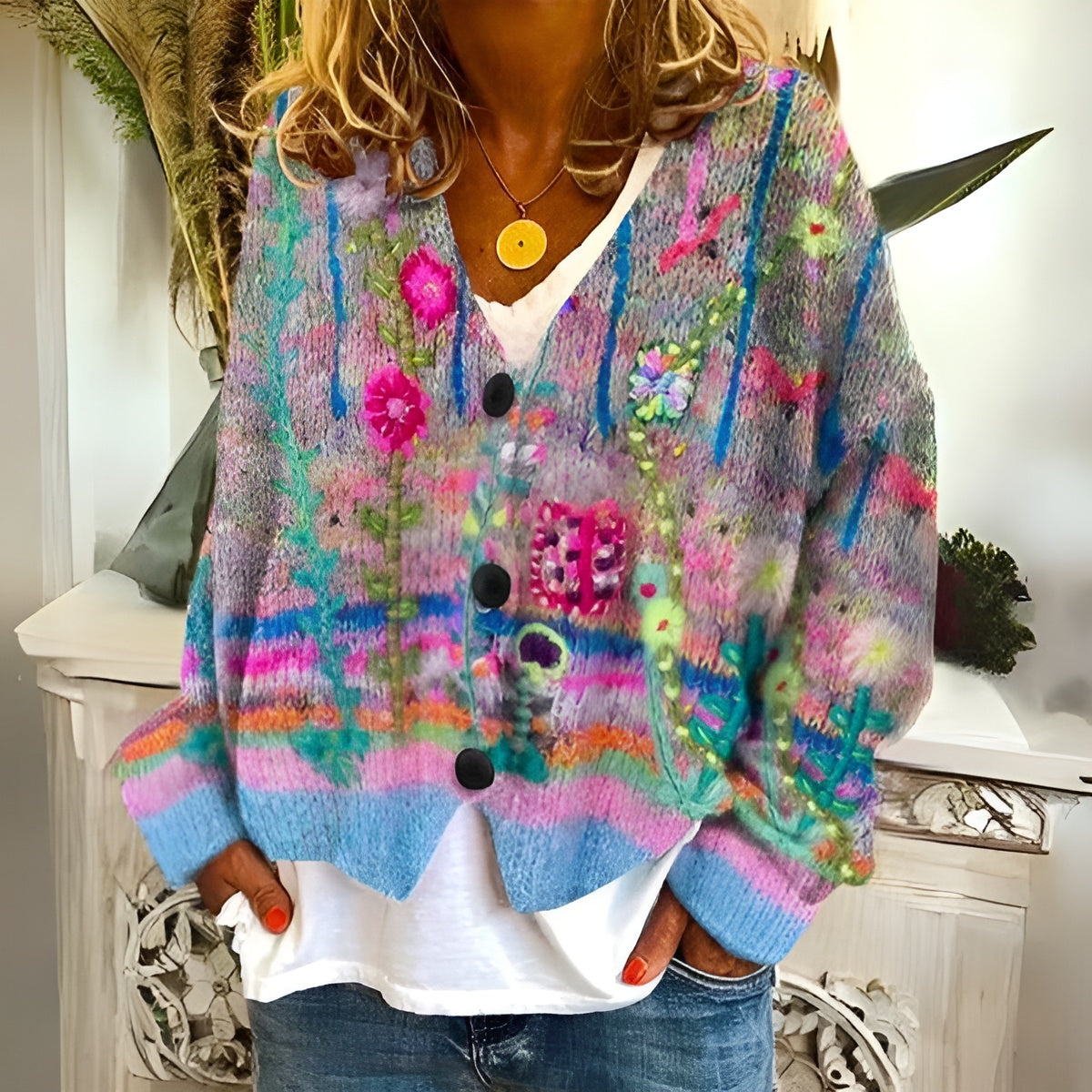 Emma - Cardigan Floral Bohème