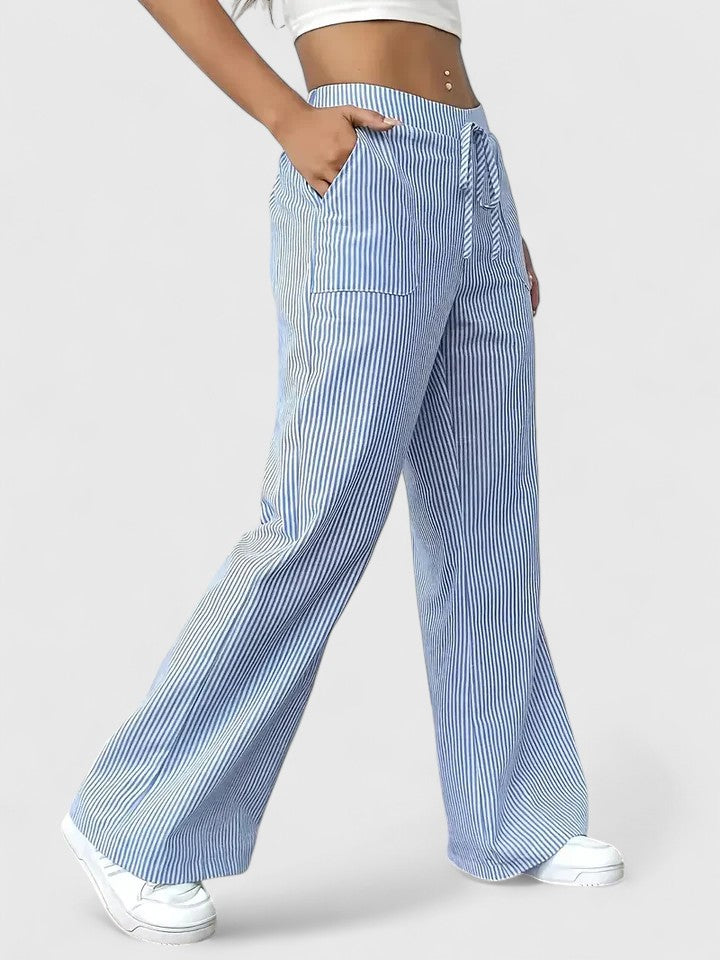Nicole™ | Gestreept broek met wijde pijpen