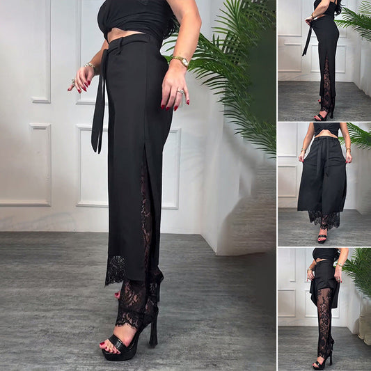 Angélique | Elegante flowy broek met kant