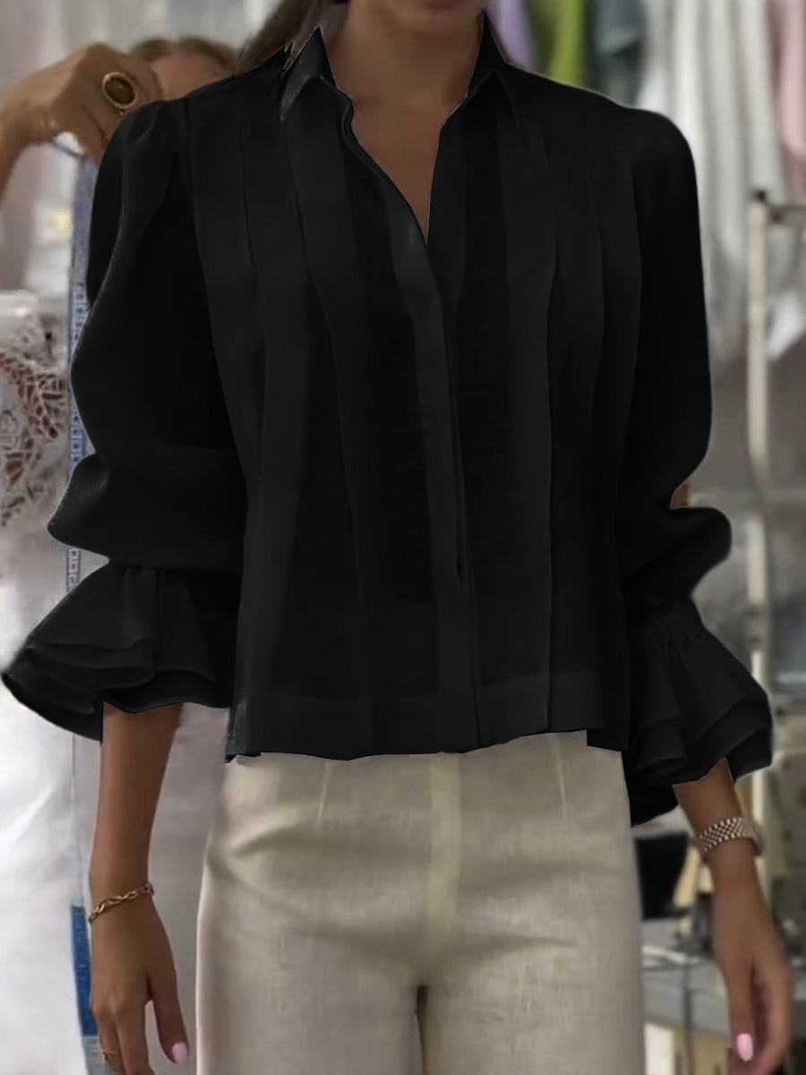Madeleine | Ruime katoenen blouse met volantsmouwen