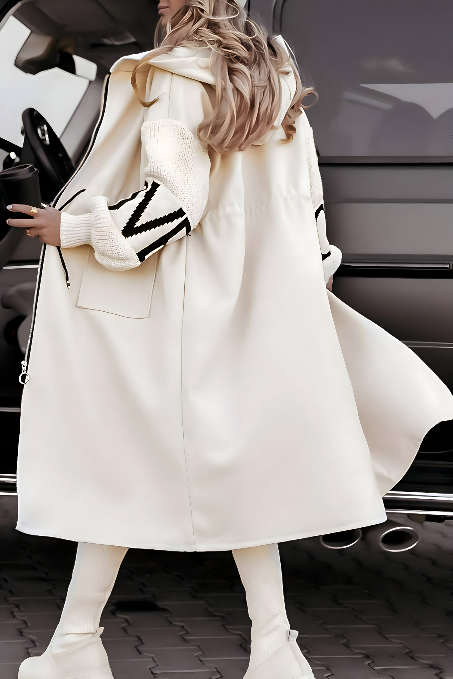 Salomé | Manteau en coton mélangé, manches tricotées