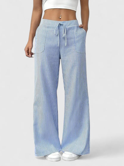 Nicole™ | Gestreept broek met wijde pijpen