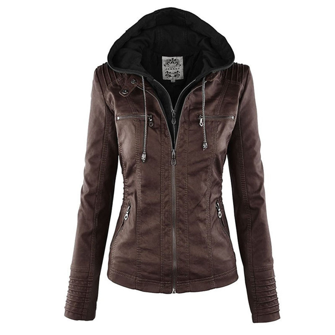 Kara | Veste motard à capuche et silhouette féminine