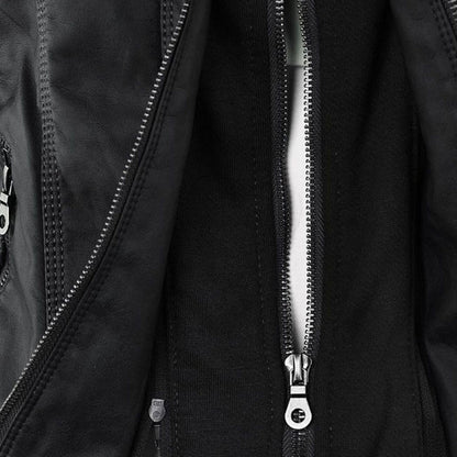 Kara | Veste motard à capuche et silhouette féminine