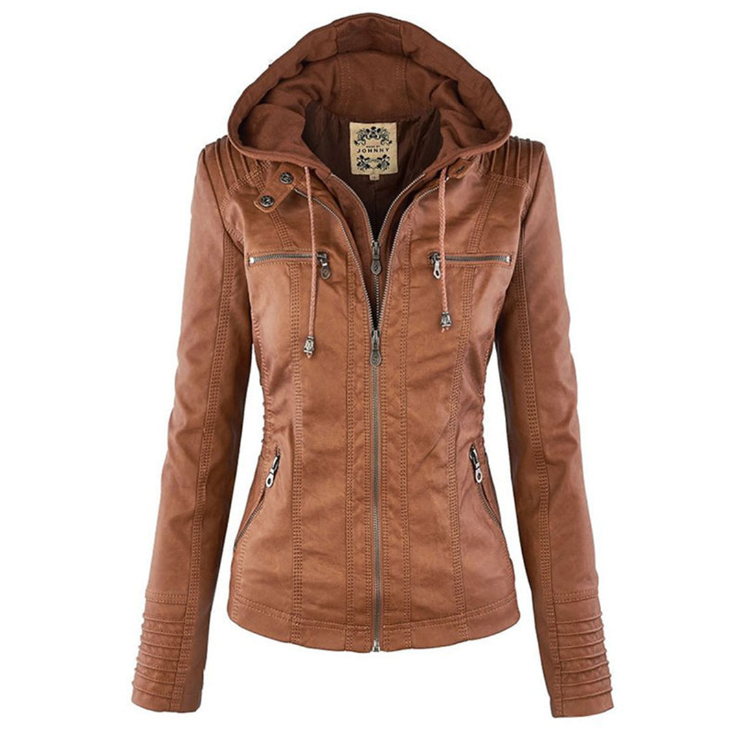 Kara | Veste motard à capuche et silhouette féminine