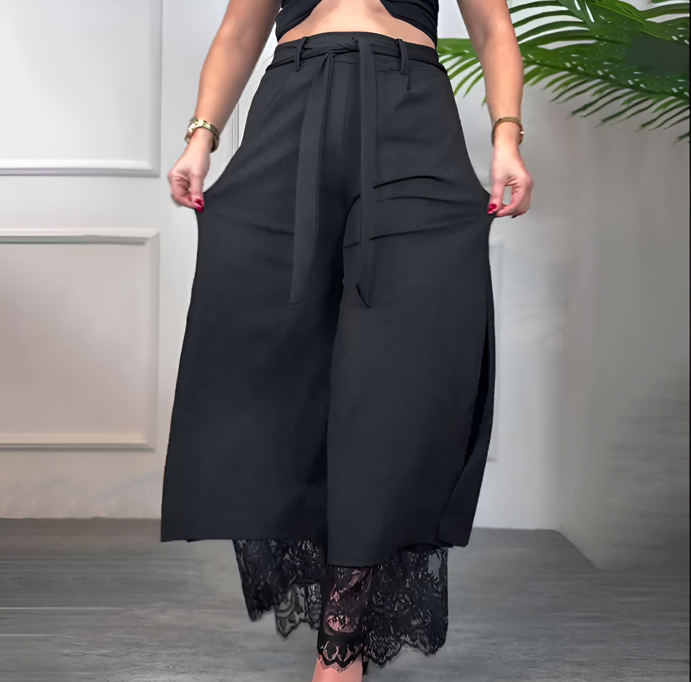 Sophie™ | Broek met Wijde Pijpen en Kant