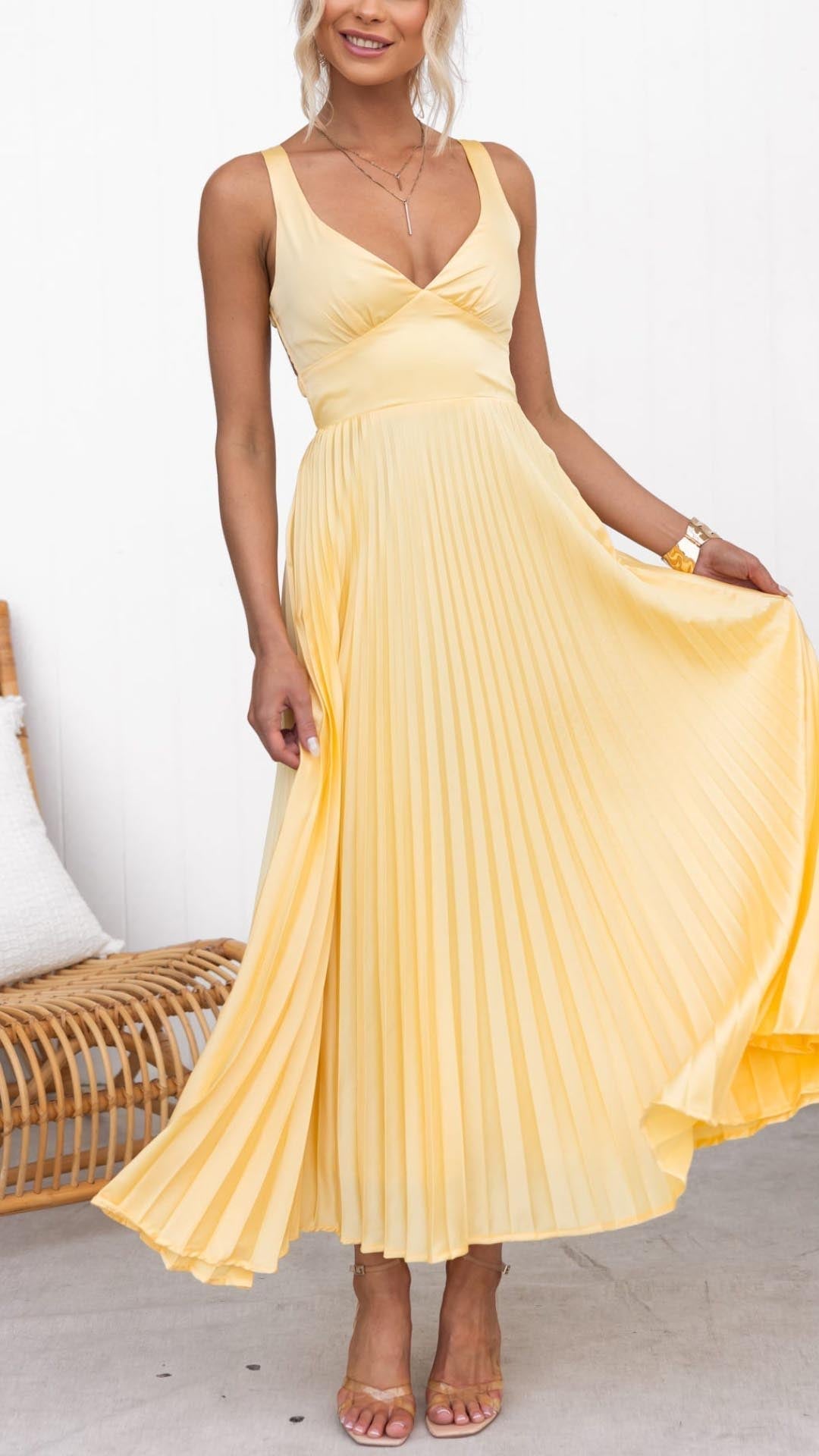 Inaya - Elegante Geplooide Maxi Jurk