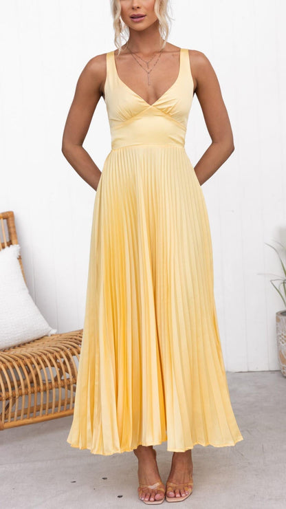 Inaya - Elegante Geplooide Maxi Jurk