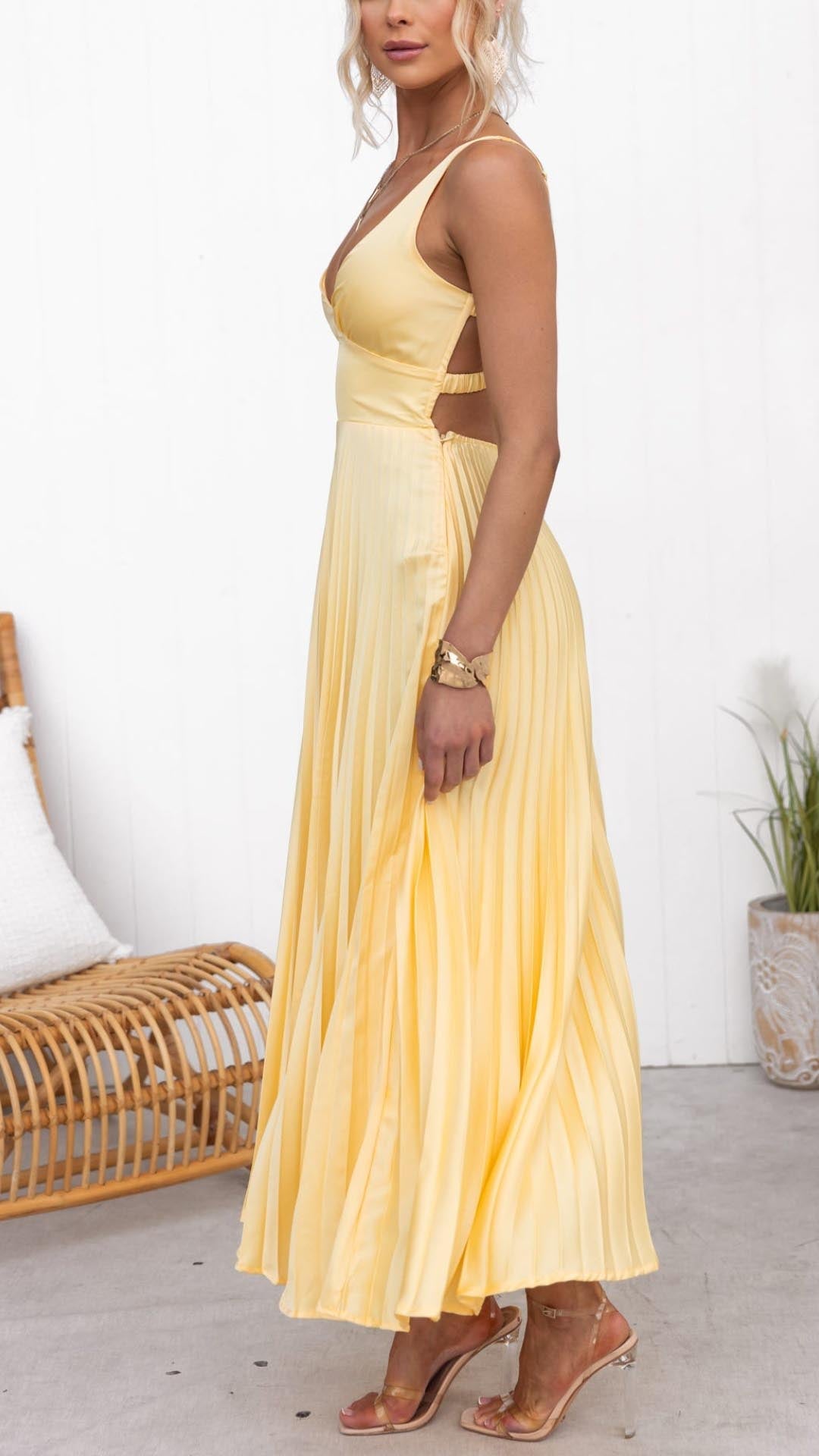 Inaya - Elegante Geplooide Maxi Jurk