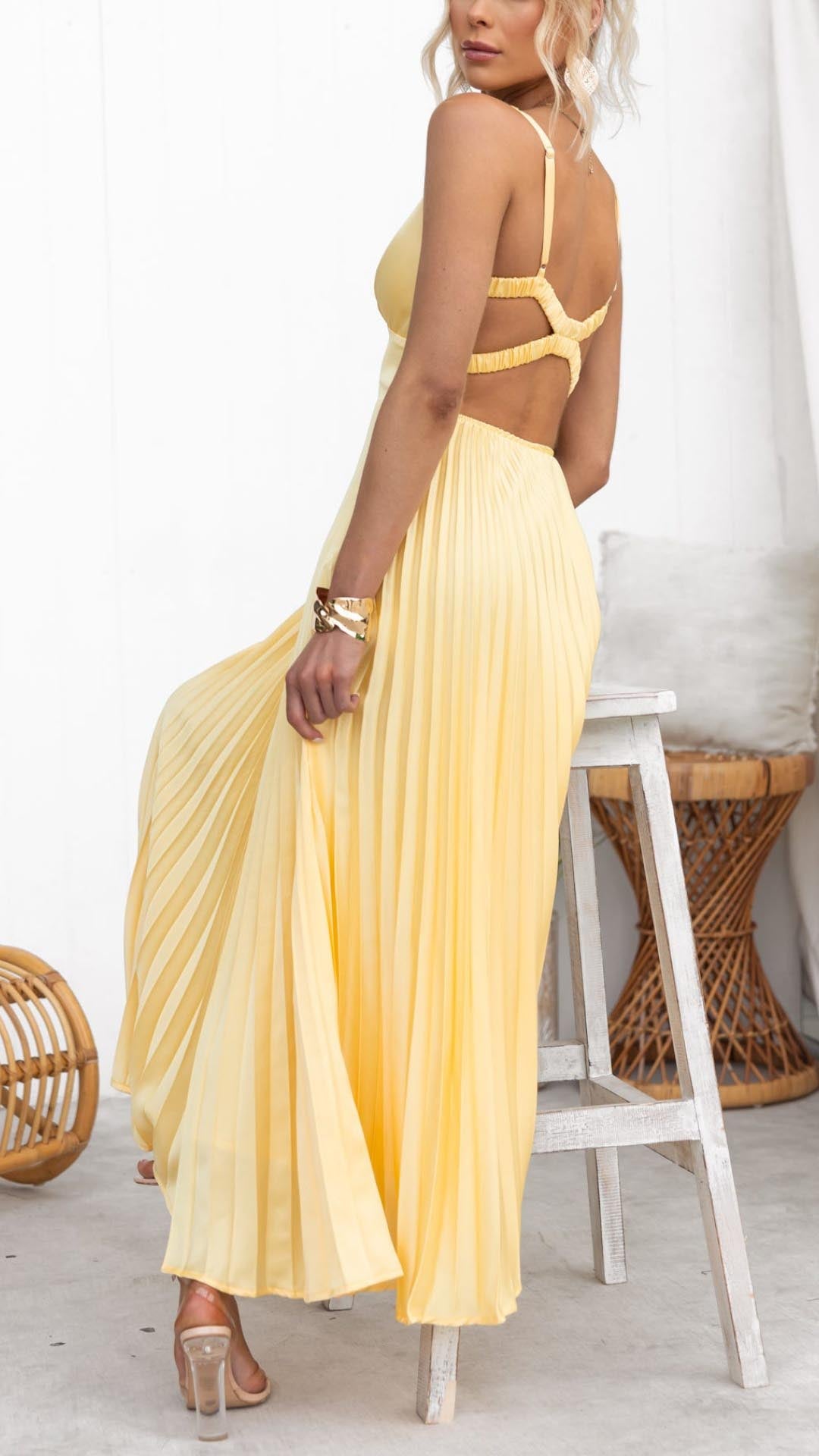 Inaya - Elegante Geplooide Maxi Jurk