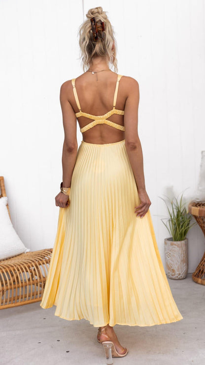 Inaya - Elegante Geplooide Maxi Jurk