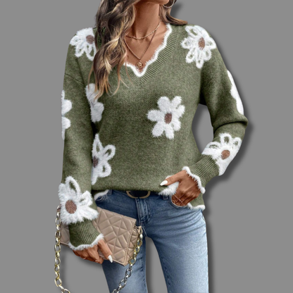 Thea - Elegante Bloemen Trui