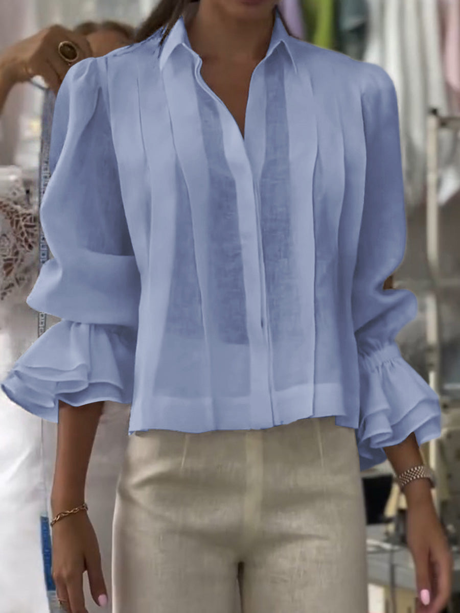 Madeleine | Ruime katoenen blouse met volantsmouwen