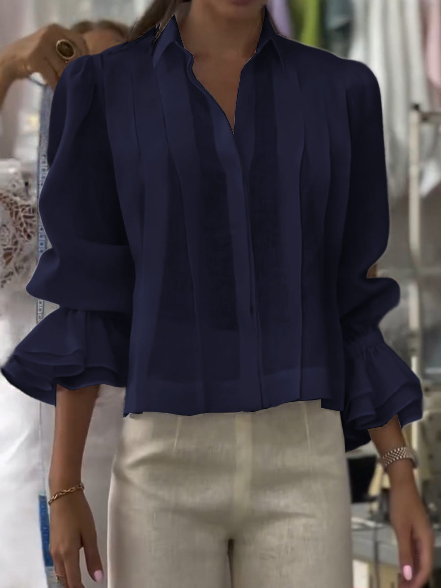 Madeleine | Ruime katoenen blouse met volantsmouwen