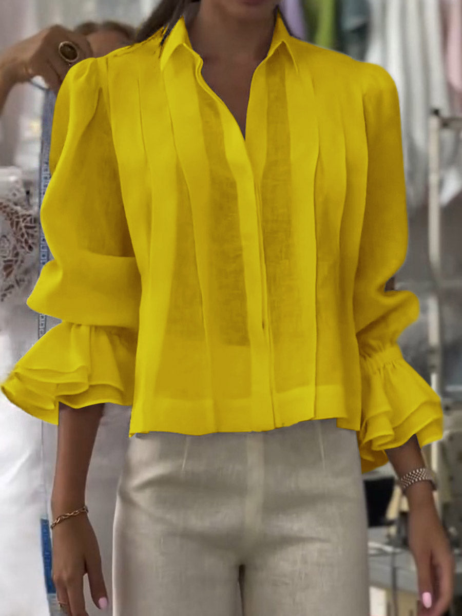 Madeleine | Ruime katoenen blouse met volantsmouwen