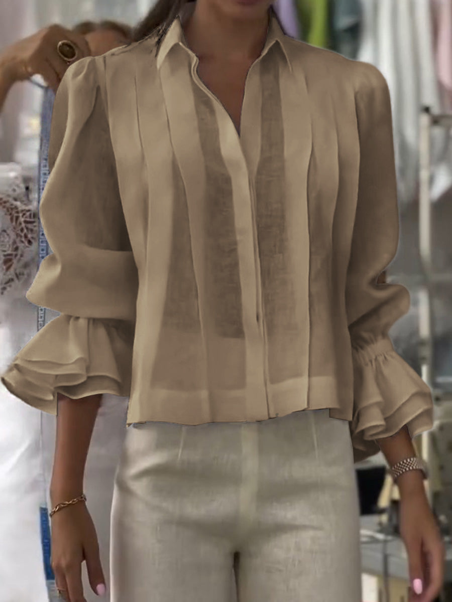 Madeleine | Ruime katoenen blouse met volantsmouwen