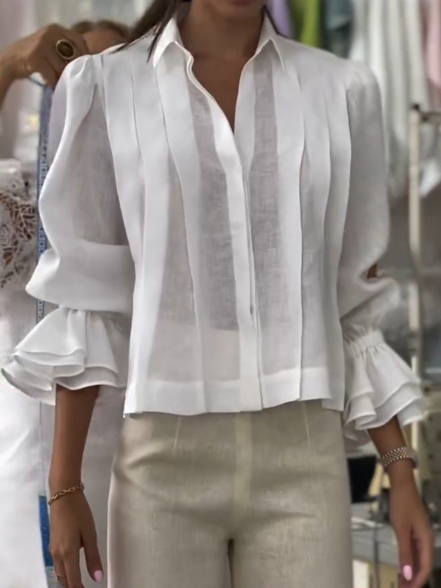Madeleine | Ruime katoenen blouse met volantsmouwen