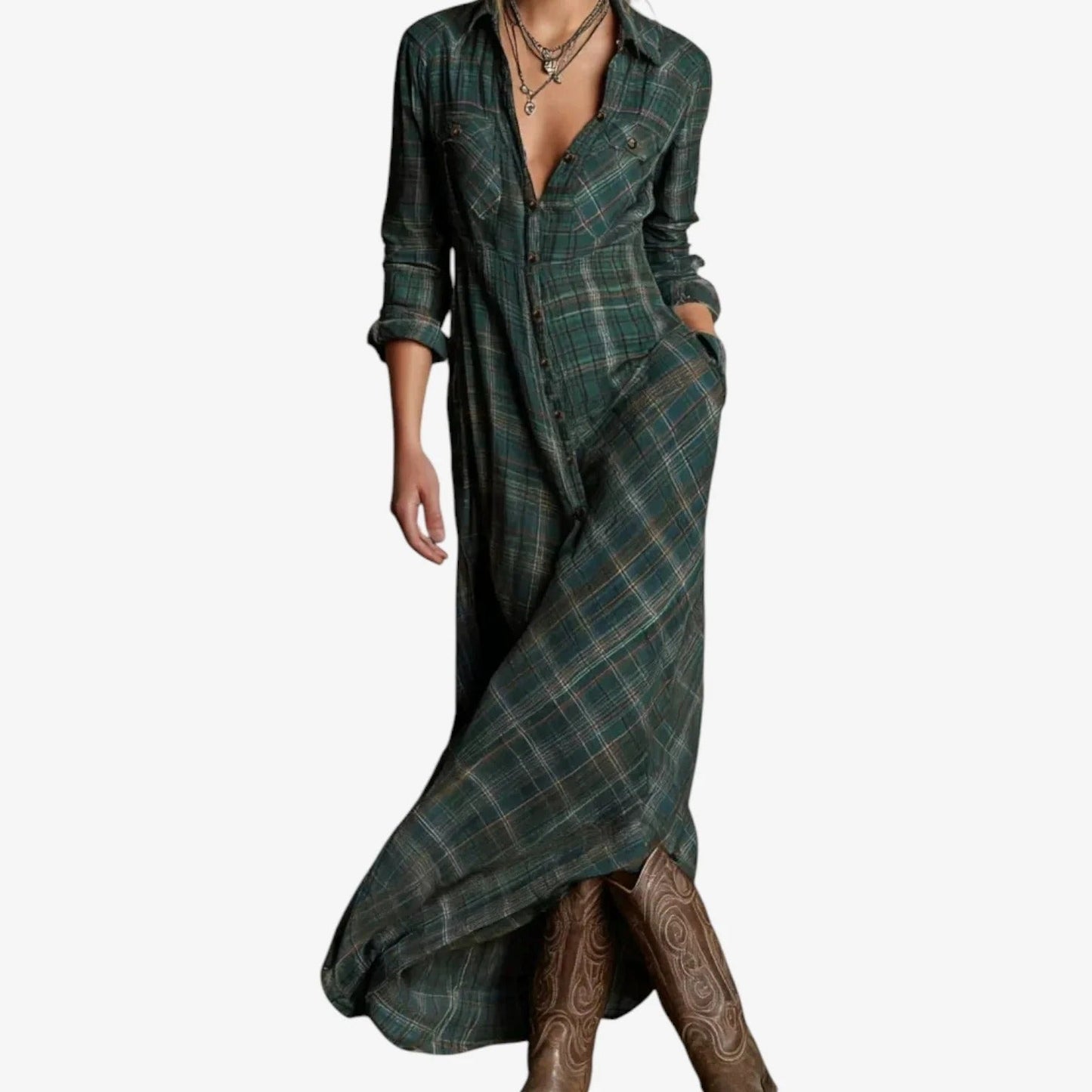 Hattie - Robe Maxi à Carreaux