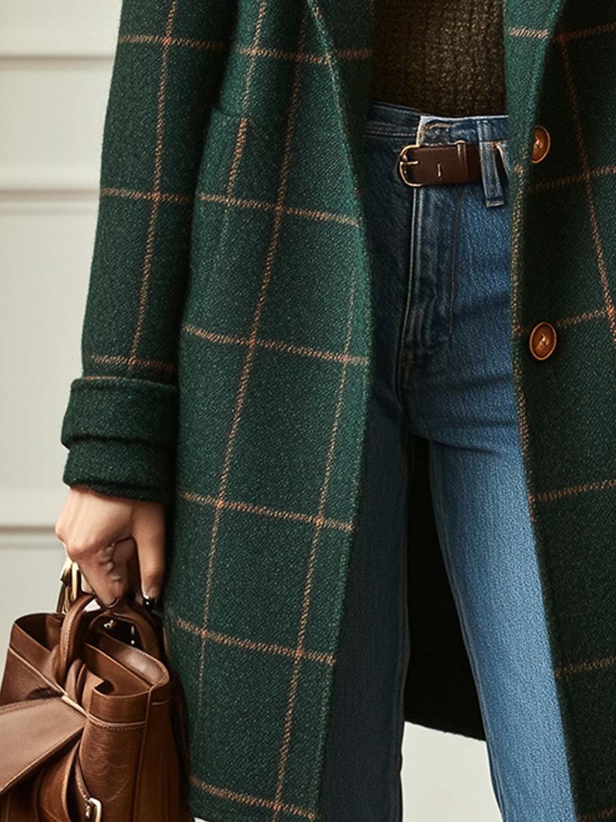 Elena - Manteau Classique À Carreaux