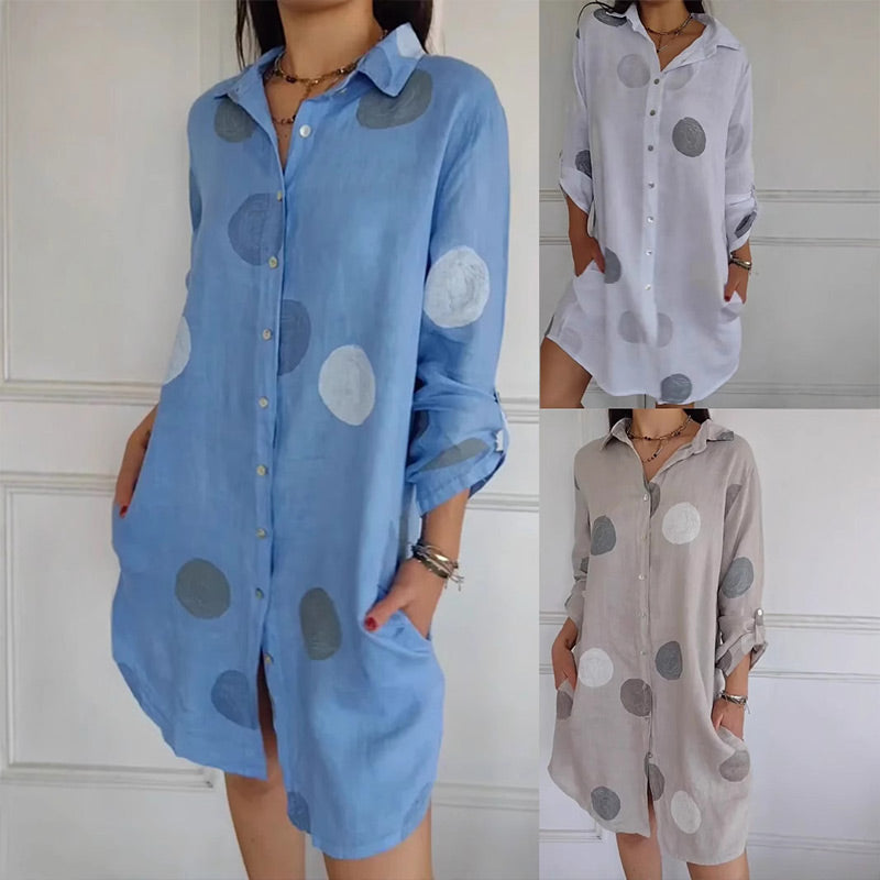 Melina - Elegante Overhemdjurk met Print